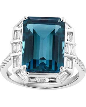 Effy Fine Jewelry 14K 10.43 Ct. Tw. Diamond & London Topaz Ring - Blue