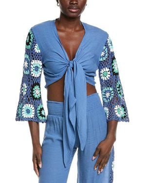Elan Tie Front Top - Blue