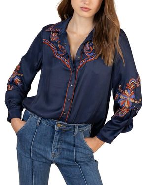 Hale Bob Zendaya Long Sleeve Woven Blouse - Blue