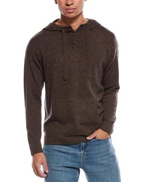 Brodie Cashmere Button Up Wool & Cashmere-Blend Hoodie - Brown