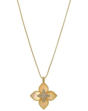 Juvell Plated Lab-Grown Mother Of Pearl Cz Clover Necklace - Metallic
