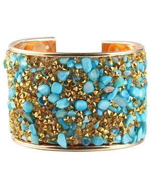 Liv Oliver 18k Plated 18.75 Ct. Tw. Turquoise Cuff Bracelet - Blue
