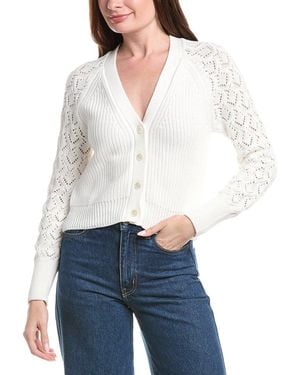 Isla Demi Pointelle Sleeve Cardigan - White