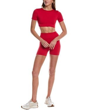 Marion 4In 2Pc Open-Back Crop Top & Short Set - Red