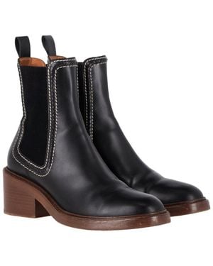 Chloé Calfskin Leather Mallo Chelsea Boot (Authentic Pre-Loved) - Black