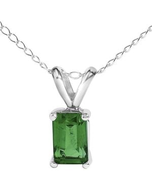 Haus of Brilliance Colourful Gemstones 14K 0.40 Ct. Tw. Emerald Pendant Necklace - Green