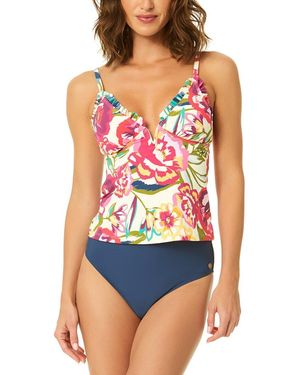 Cece Ruffle V-Wire Tankini - Multicolour