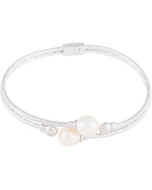 Splendid Silver 8-8.5mm Freshwater Pearl Bracelet - White