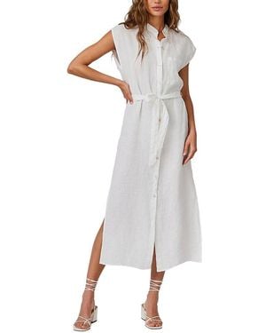 Bella Dahl Linen Button Front Midi Dress - White
