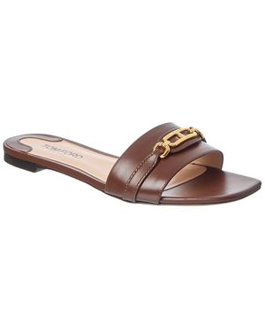 【送料&関税込】Tom Ford Embossed Flat Sandals TOM FORD Embellished leather flats | NET-A-PORTER