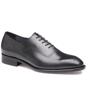 Johnston & Murphy Ellsworth Plain Toe Medallion Leather Oxford - Black