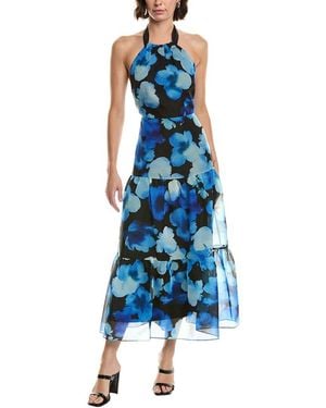 MILLY Hayden Watercolour Silk-Blend Organza Dress - Blue