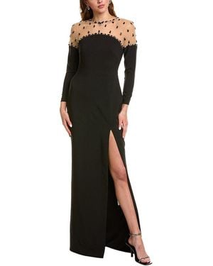 Marchesa Crepe Maxi Dress - Black
