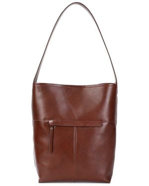 Tiffany & Fred Paris Shiny Leather Tote - Brown