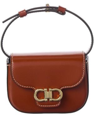 Ferragamo Gancini Leather Keychain - Brown