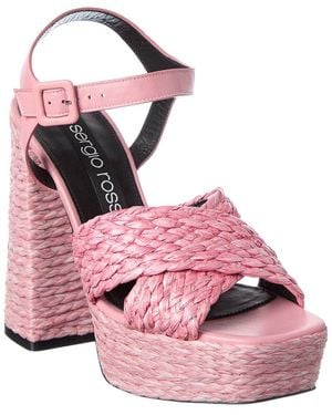 Sergio Rossi Seville 90 Straw Platform Sandal - Pink