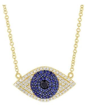 Sabrina Designs 14k 0.45 Ct. Tw. Sapphire Evil Eye Necklace - Blue