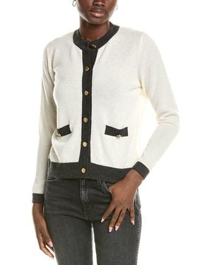 Brodie Cashmere Wool & Cashmere-Blend Contrast Button Jacket - White