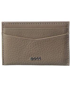 BOSS New Crosstown Leather Card Case - Grey