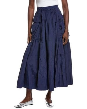 Gracia Long Parachute Cargo Skirt - Blue