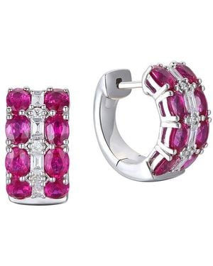 Gregg Ruth 14K 3.80 Ct. Tw. Diamond & Ruby Huggie Earring - Pink