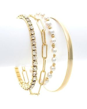 Rivka Friedman 18K Plated Cz Set Of 4 Bracelet - Metallic