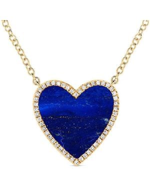 Sabrina Designs 14K 3.03 Ct. Tw. Diamond & Lapis Heart Necklace - Blue