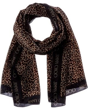 Jimmy Choo Logo Silk Scarf - Black