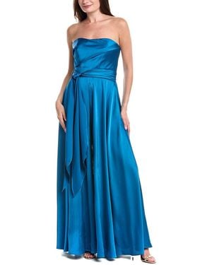 Rene Ruiz Strapless Crepe Column Gown - Blue