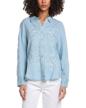 Nicole Miller Stitched Shirt - Blue