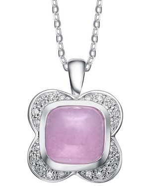 Genevive Jewelry Silver Cz Pendant - Pink