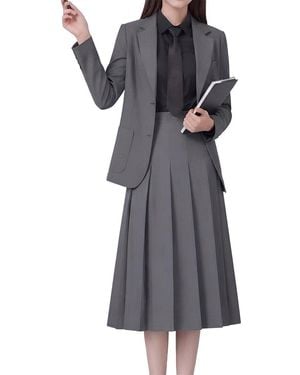 Olivia Taylor 3Pc Jacket, Vest, & Pant Set - Gray