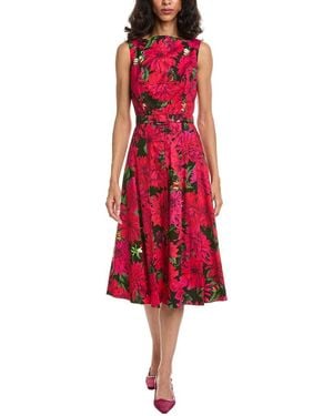 Oscar de la Renta Dahlia Poplin Shirtdress - Red
