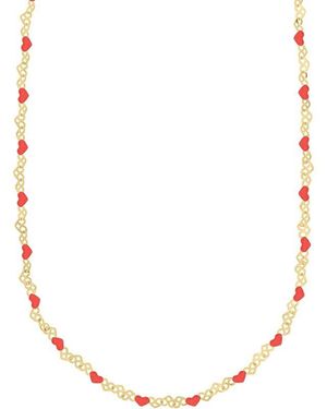 Italian Silver 14K Plated Hearts Necklace - Multicolour