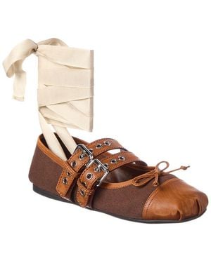 Miu Miu Leather Ballerina Flat - Brown