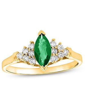 LEVARON 14K 0.69 Ct. Tw. Diamond & Emerald Cocktail Ring - Green