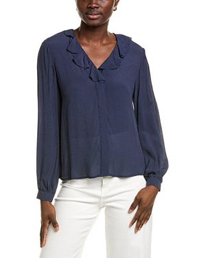 Brooks Brothers Ruffle Blouse - Blue