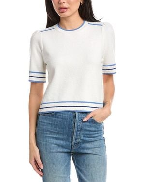 St. John Rib Striped Wool-Blend Sweater - White