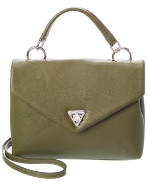 Italian Leather Top Handle Satchel - Green