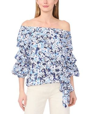 Vince Camuto Off The Shoulder Bubble Sleeve Blouse - Blue