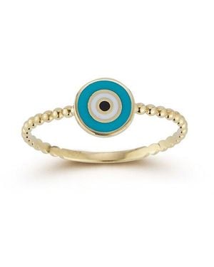 Ember Fine Jewelry 14K Enamel Evil Eye Beaded Ring - Blue
