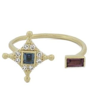 Ebru Jewelry 14K 0.09 Ct. Tw. Diamond & Sapphire Statement Adjustable Ring - White