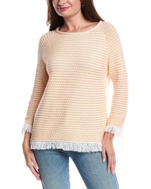 Forte Textured Fringe Pullover - Blue