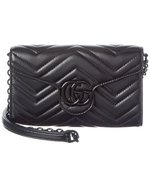 Gucci Gg Marmont Leather Wallet On Chain - Gray