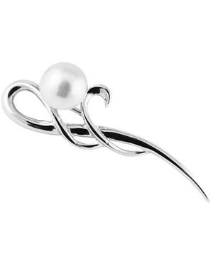 Splendid 8-8.5Mm Cultured Freshwater Pearl Brooch - Metallic