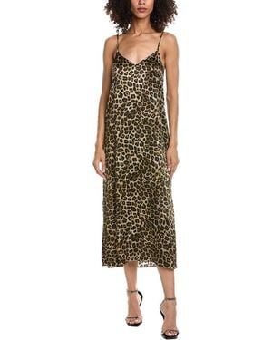 The Kooples Grand Leo Classic Leo Silk Maxi Slip Dress - Green