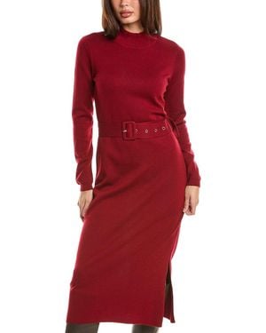 Tahari Merino Wool Belted Maxi Jumper Dress - Red