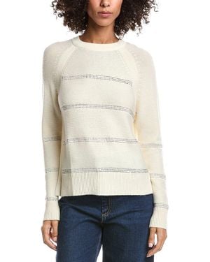 Forte Crystal Wool & Cashmere-Blend Raglan Jumper - White