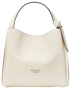 Kate Spade Knott Croc-Embossed Leather Medium Crossbody Tote - Natural