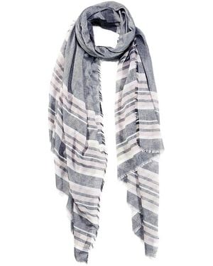 Blue Pacific Turkish Stripe Scarf - White